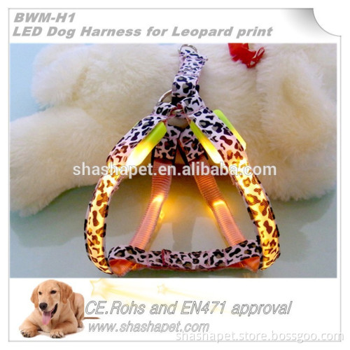 Leopard print LED Dog Harness in best dog harness with christmas pet supplies